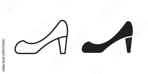 High heel shoes icon set. black Illustration for graphic and web design.
