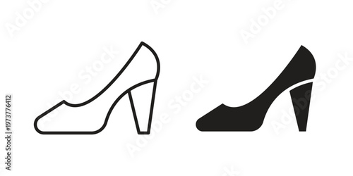 High heel shoes icon set. black Illustration for graphic and web design.