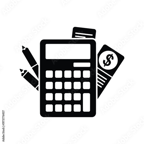 A simple and elegant black and white icon representing a laptop with an external keyboard and mouse accessories