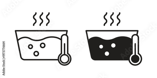 Hot Water icon set. black Illustration for graphic and web design.