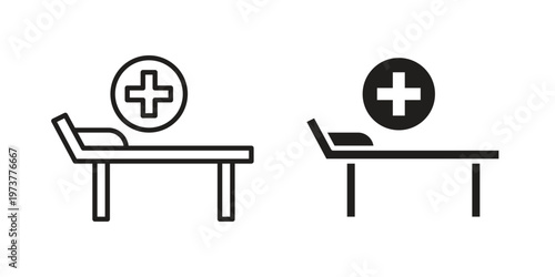 Hospital bed icon set. black Illustration for graphic and web design.