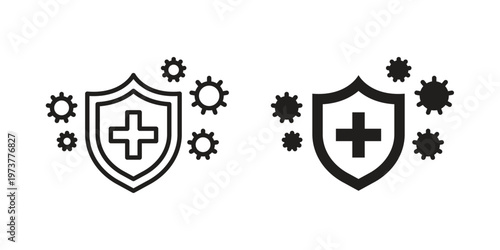 Immune system icon set. black Illustration for graphic and web design.