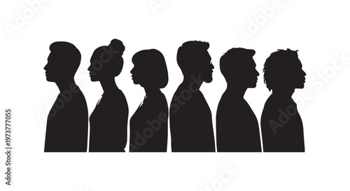 Silhouettes of diverse women with heads touching in a circle symbolizing unity and togetherness