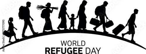 World Refugee Day Silhouette Illustration