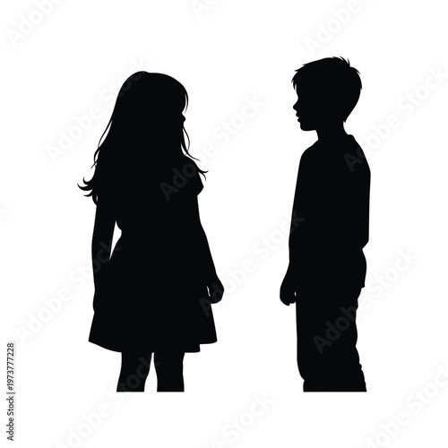 Two silhouettes of a couple standing face to face in an intimate embrace at dusk