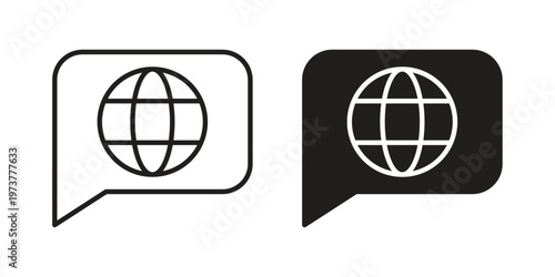 Language icon set. black Illustration for graphic and web design.