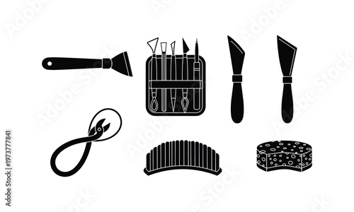 Assorted traditional dental and orthodontic tools set illustration