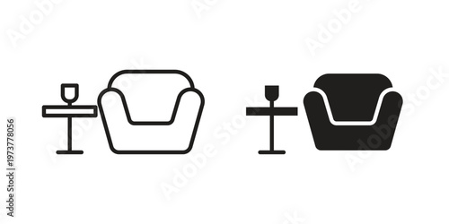 Lounge icon set. black Illustration for graphic and web design.