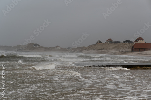 Scenes from the storm Dave hitting the Danish west coast around Løkken on 5 April 2026.