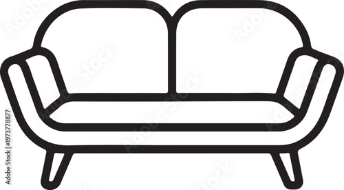 Comfortable modern two seater sofa with soft cushions and sturdy legs