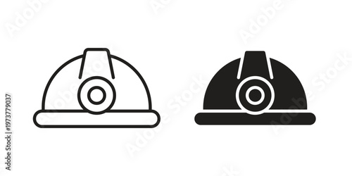 Miner helmet icon set. black Illustration for graphic and web design.