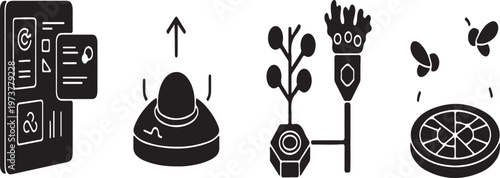 Black biodiversity and soil monitoring on white background