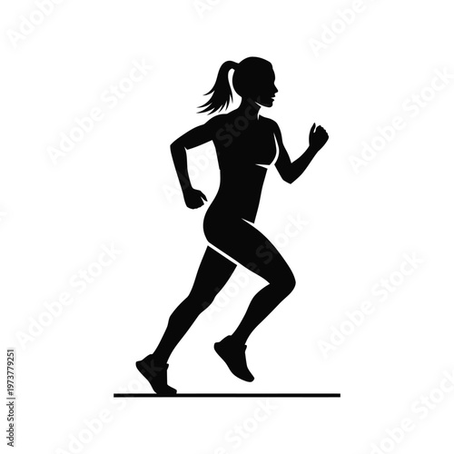 dynamic silhouette of a runner in motion showcasing athleticism and energy on a clean white background