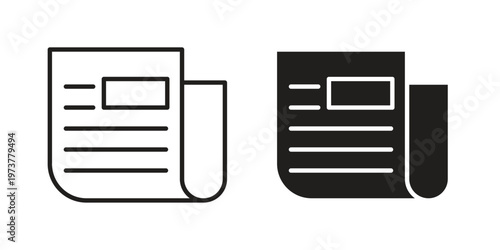 Newspaper icon set. black Illustration for graphic and web design.
