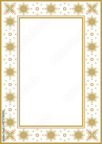 Golden vintage frame with winter ornamental motifs. Vector illustration