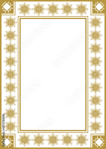 Golden vintage frame with a simple ethnic ornament. Vector illustration