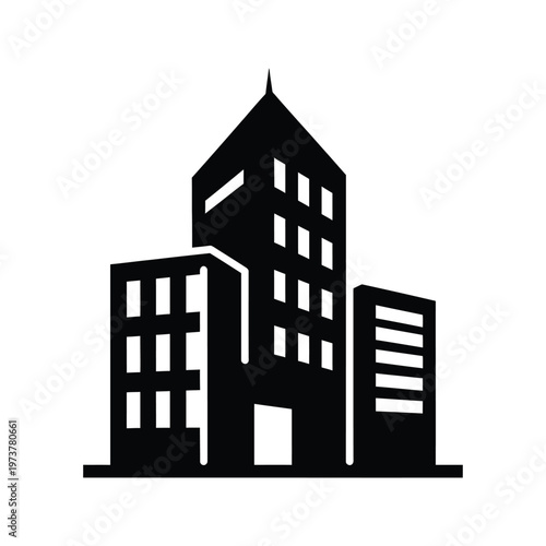 Silhouette of a classic two-story house with a pitched roof and front porch against a white background