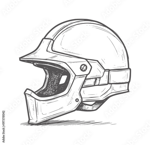Of a motocross helmet with visor and chin guard protective gear headwear