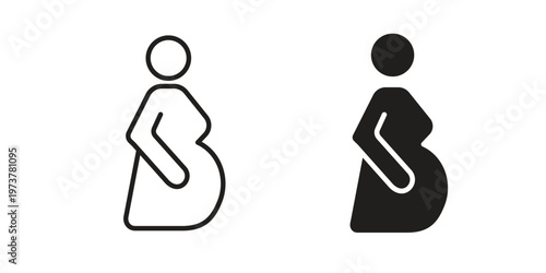 Pregnant woman icon set. black Illustration for graphic and web design.
