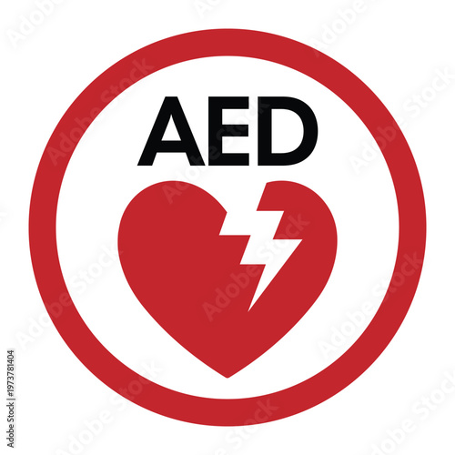 AED Defibrillator Sign Vector Graphic Heart Rescue Symbol
