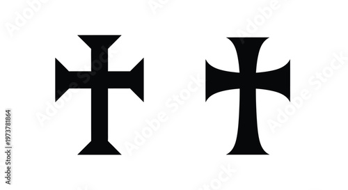 Two black templar crosses displayed perfect for design on transparent background silhouette