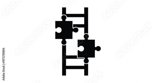 Ladder formed by puzzle pieces a unique design silhouette on transparent background