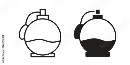 Round perfume bottle icon set. black Illustration for graphic and web design.