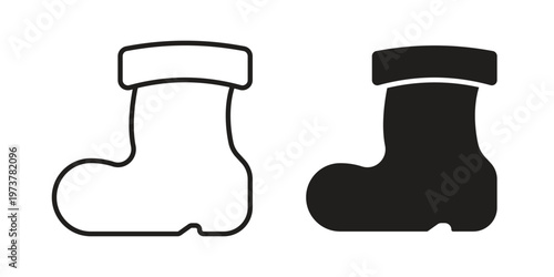 Santa claus boot icon set. black Illustration for graphic and web design.