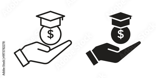 School fees icon set. black Illustration for graphic and web design.