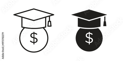 Scholarship icon set. black Illustration for graphic and web design.