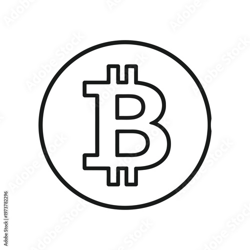 A straightforward outline of the bitcoin symbol inside a circle, representing digital currency.
