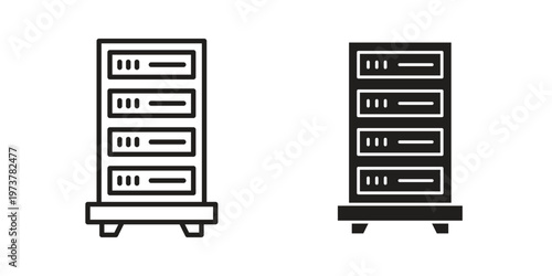 Server rack icon set. black Illustration for graphic and web design.