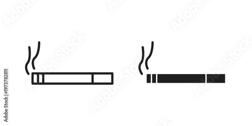 Smoking cigarette icon set. black Illustration for graphic and web design.