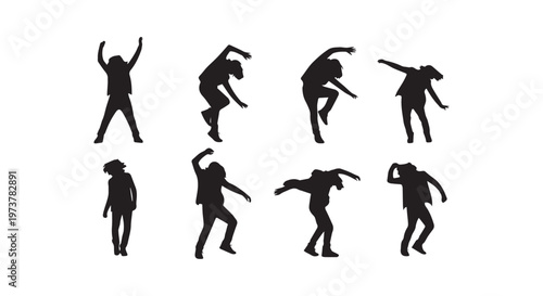 A silhouette collection of various wildlife animals in dynamic poses against a white background