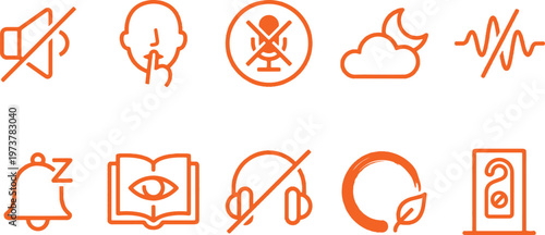 A collection of icons related to audio and silence