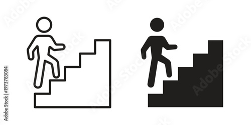 Stairs climbing icon set. black Illustration for graphic and web design.
