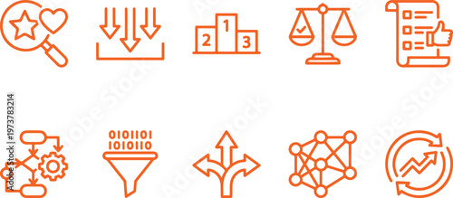 A collection of business and technology icons