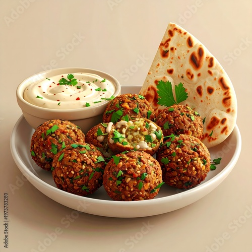 3d cartoon Lebanese falafel balls. 