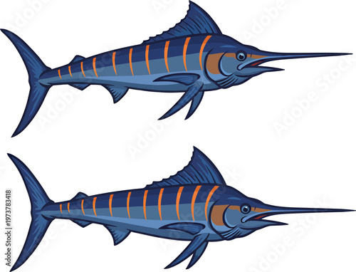 Dynamic Blue Marlin Jumping Vector Illustration for Sport Fishing and Marine Design