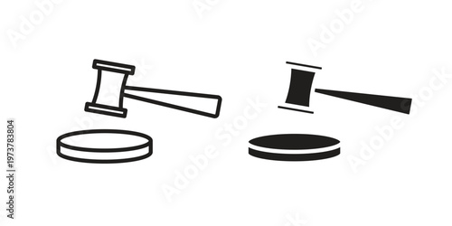 Trial hammer icon set. black Illustration for graphic and web design.