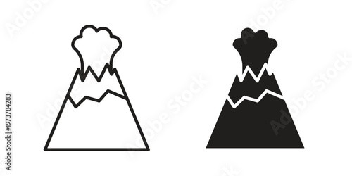 Volcano icon set. black Illustration for graphic and web design.