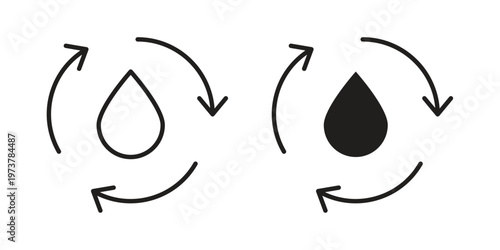 Tablou pe pânză Water recycling icon set