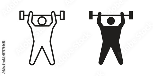 Weightlifter icon set. black Illustration for graphic and web design.