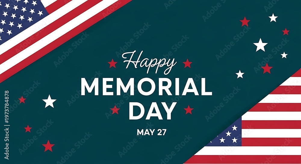 Obraz premium Honoring heroes a patriotic memorial day background with american flags stars and festive typography