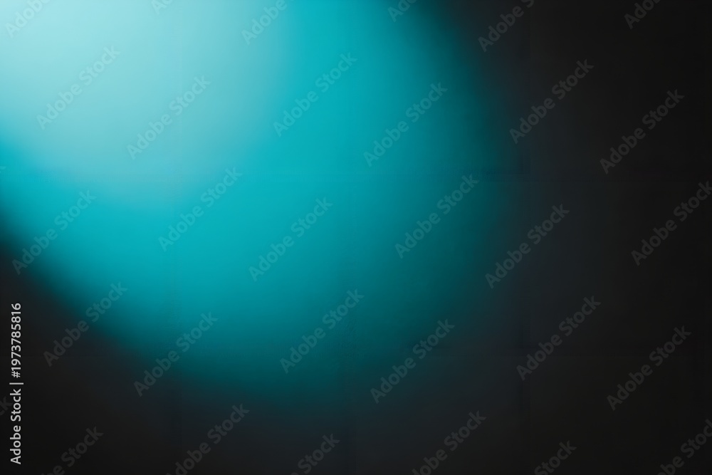 Obraz premium Grainy Soft Cyan Teal Glow Fade on Dark Grid Background – Ethereal Abstract Minimalist Cool Texture Backdrop