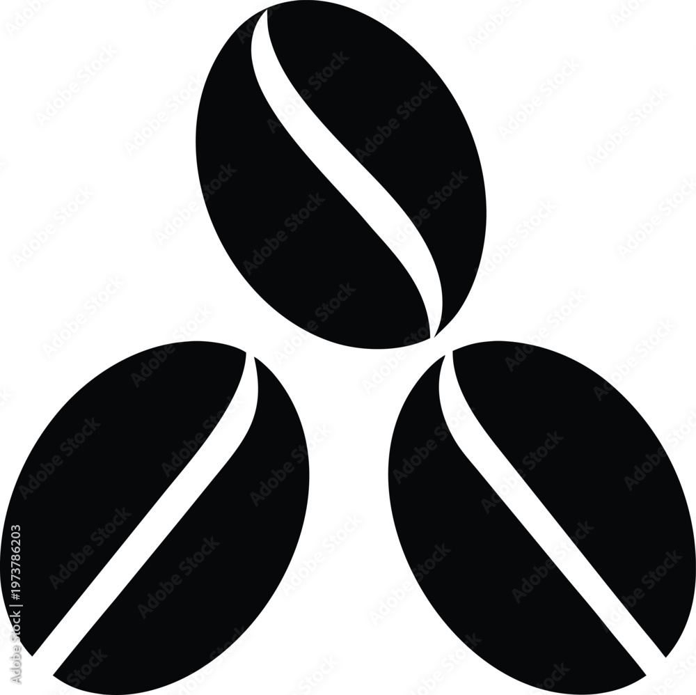 Obraz premium Three Black Coffee Beans Logo Vector, illustration