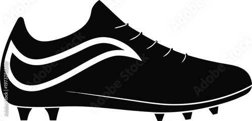 A Black and White Image of a Football Shoe Vector, illustration