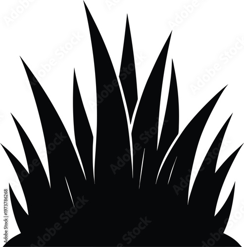 A Black Silhouette Of A Plant With Sharp Leaves Vector, illustration