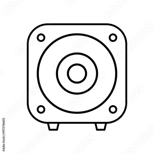 Subwoofer Outline Icon on Transparent Background. Audio and Music Speaker Symbol. Vector Illustration