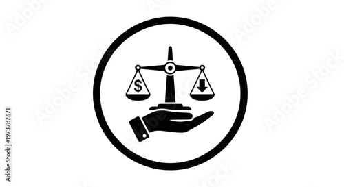 Balance scale icon depicting business decisions in a financial context